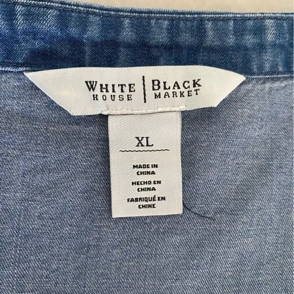 White House Black Market chambray off shoulder dress 3/4 sleeve. 100% lyocell - Picture 7 of 9